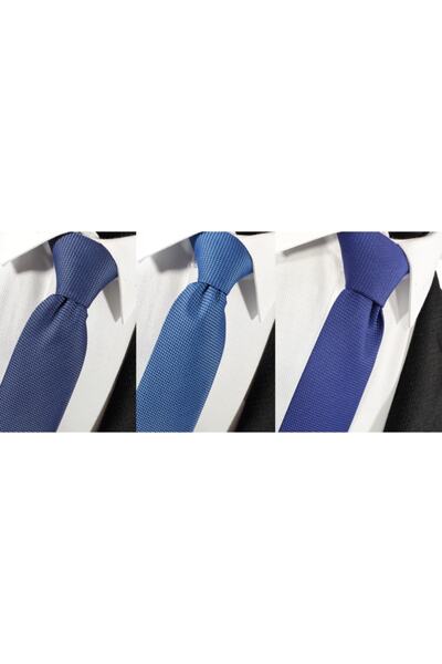 BLC Basic Line Co. Airman Blue Indigo Blue Parliament Blue Pachet de 3 șervețele Dobby Cravată