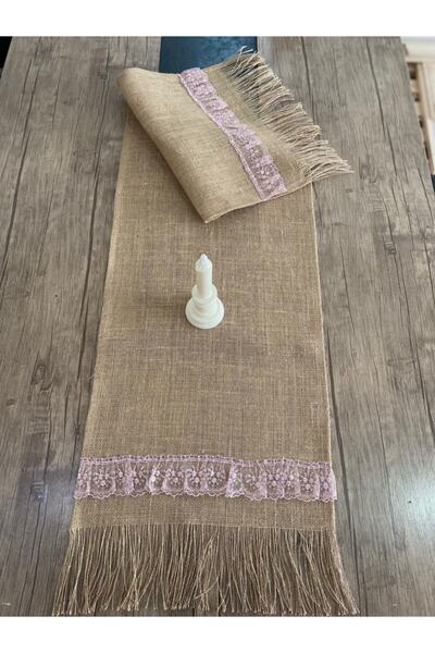 meditroia Джутова тканина рожевого кольору з мереживним краєм