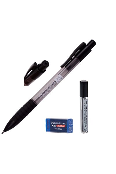 Faber Castell قلم اختبار/تسجيل متعدد الاستخدامات أسود + طرف قلم + ممحاة