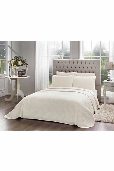 Taç Laguna Ecru Single Jacquard Pique Set