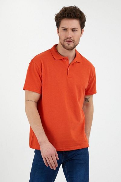 Beybun boutique Tricou portocaliu slim/slim Fitt cu gât polo