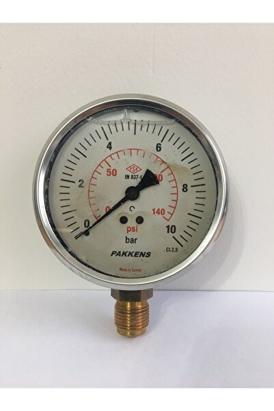 Pakkens 0-10 Bar 100 mm Alttan Bağlantılı Gliserinli Manometre G 1/2 Inç