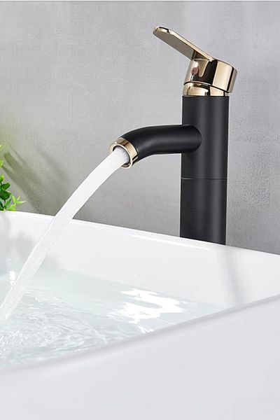 HMS Open Close Bowl Sink Faucet Black Gold