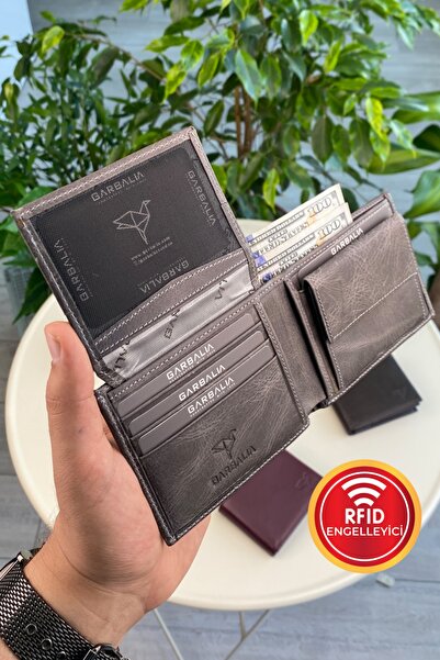 Garbalia Šedá peněženka s blokováním RFID z pravé kůže Jackson s přihrádkou na mince