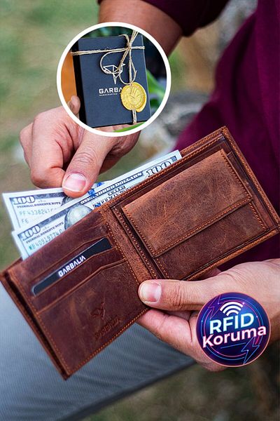 Garbalia Държач за монети Jackson от естествена кожа Rfid Блокиращ тен портфейл
