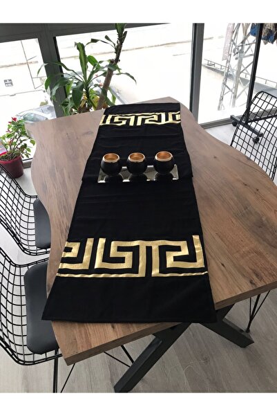 KIRLENTİM Covoraș negru cu labirint pe două capete, folie aurie