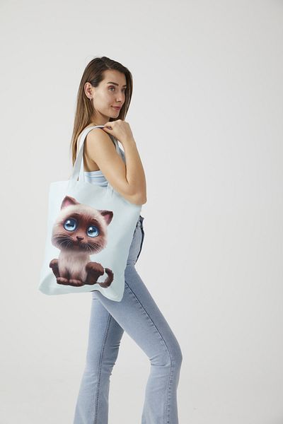 AYSHOME Ays Home Cute Bead Cat Mint υφασμάτινη τσάντα ώμου για αγορές