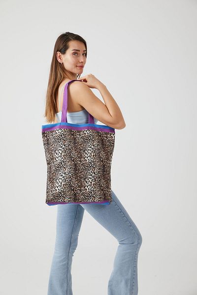 AYSHOME Ays Home Leopard Pattern Υφασμάτινη τσάντα ώμου για αγορές