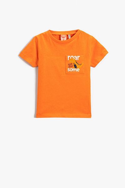Koton Baby Boy Printed Short Sleeve Orange T-Shirt 2smb10040tk