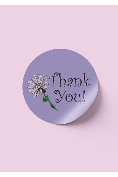 Foldart Ετικέτα Ευχαριστώ Μωβ Floral (A QUALITY) 100 τεμάχια στρογγυλό αυτοκόλλητο