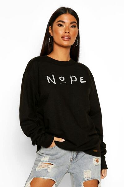GOOE Hanorac negru cu imprimeu Azurco Oversize Nope