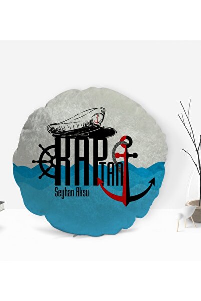 Bk Gift Kişiye Özel Isimli Kaptan Tasarımlı Dekoratif Kırlent Yastık-4