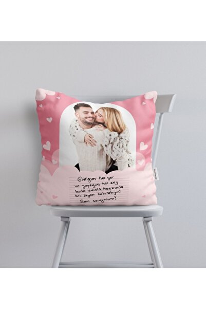 Bk Gift Kişiye Özel Kendi El Yazın Mesajlı Fotoğraflı Hediye Kırlent Yastık-2