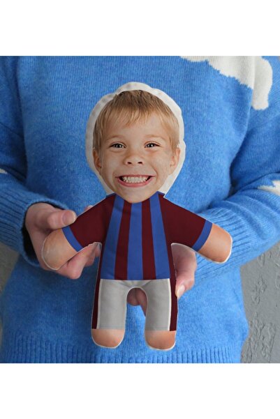 Bk Gift Kişiye Özel Fotoğraflı Çocuk Bordo Mavi Futbolcu Bebek Yastık-1