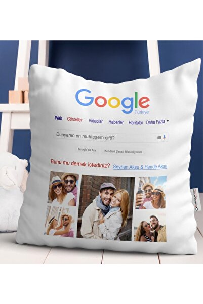 BK Kişiye Özel Google Fotoğraflı Dünyanın En Muhteşem Çifti Yastık-1