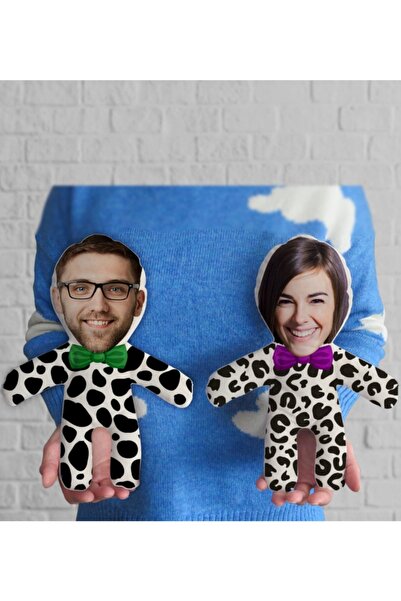 Bk Gift Kişiye Özel Fotoğraflı Kostümlü Çiftler 2’li Bebek Yastık-1