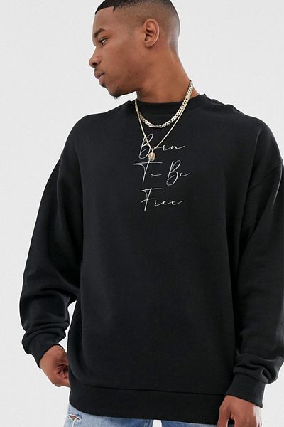 Pasage Azurco Smoked Oversize Sweatshirt - Born To Be Free Printed