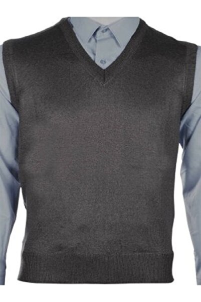 Genel Markalar Erkek Füme V Yaka Baba İnce Yün Triko Süveter