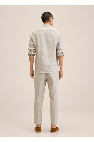 MANGO Man %100 Keten Dar Kesim Gömlek
