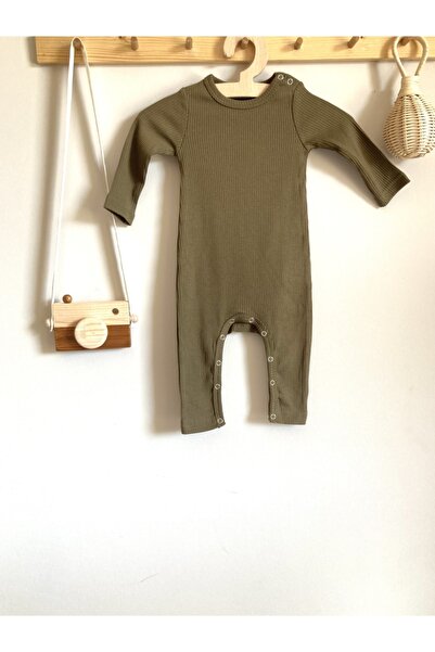 KEY KIDS Army Green Corded Organic Modal Long Jumpsuit