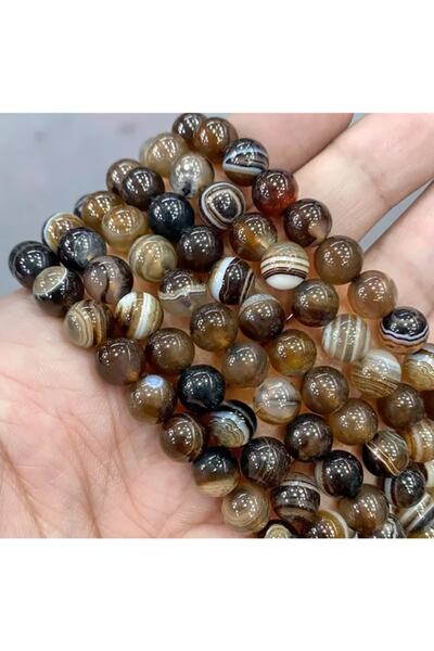 platin hediyelik 1 String Natural Brown Agate Stone String Natural Stone 8mm
