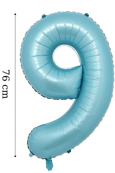 ELGALA Foil Balloon Number 9 Helium Balloon 76 Cm Blue Color