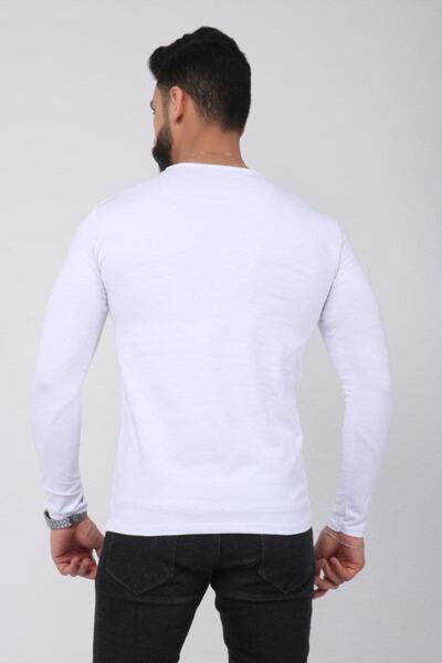 ANBAR Tricou de bază cu mânecă lungă, alb, pentru bărbați