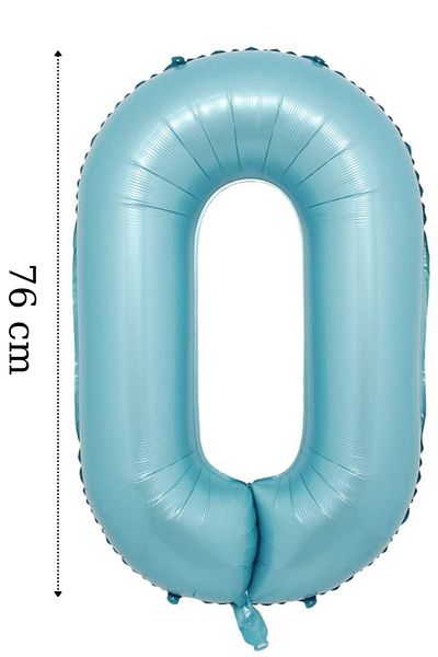 ELGALA Foil Balloon Number 0 Helium Balloon 76 Cm Blue Color