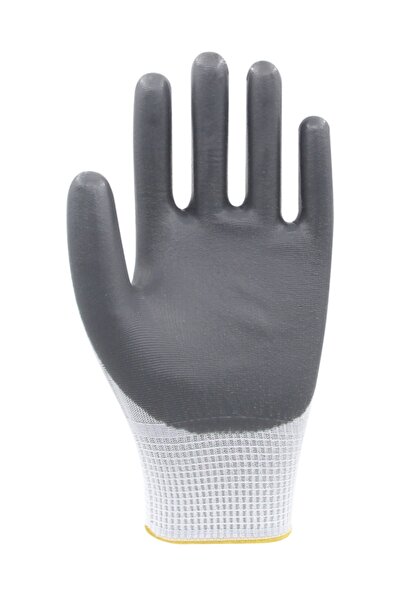 Beybi Pn5 Polyester Knitted Nitrile Gloves-Grey-No:10 - 1 Pair