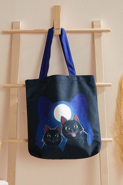 AYSHOME Geantă de plajă pentru cumpărături din pânză Black Cat pentru femei
