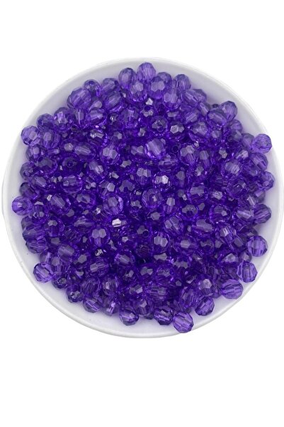 50gr 8mm Koyu Lila / Mor Petek Model Akrilik Boncuk,takı , Çanta Yapım Boncuğu (50gr,~200 Adet)