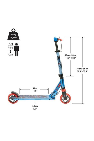 Decathlon Oxelo Mid 5 6 9 Years Scooter - Blue, Red and Black