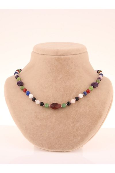 OSMANLI DEĞERLİ TAŞ Certified Aventurine-pink Quartz-obsidia-lapis-havlit-jade-amethyst Girl Student Necklace