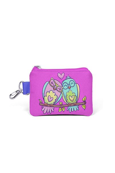Coral High Kids Lavender Light Pink Owl Patterned Glitter Coin Purse 21794