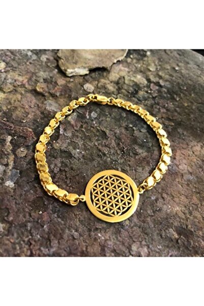 MARKET OF UNİVERSE Kadın 925 Ayar Gümüş Pullu Zincir Yaşam Çiçeği Bileklik 24...