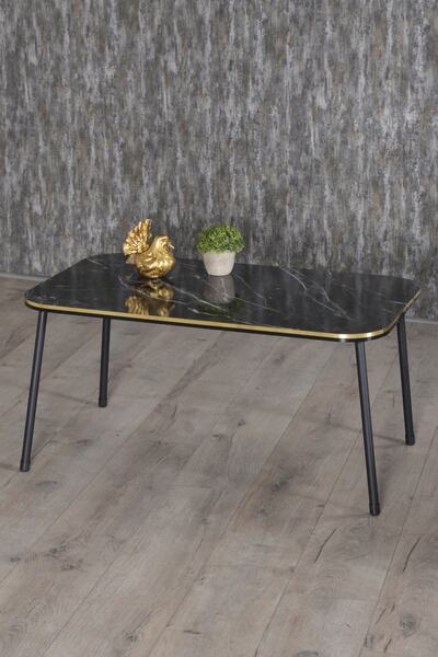 GOLDFALEZ Orta Sehpa Kr Siyah Metal Ayak Çift Altın Bendir