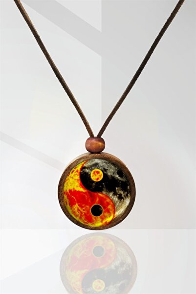 Tahtakolik قلادة يين يانغ الخشبية