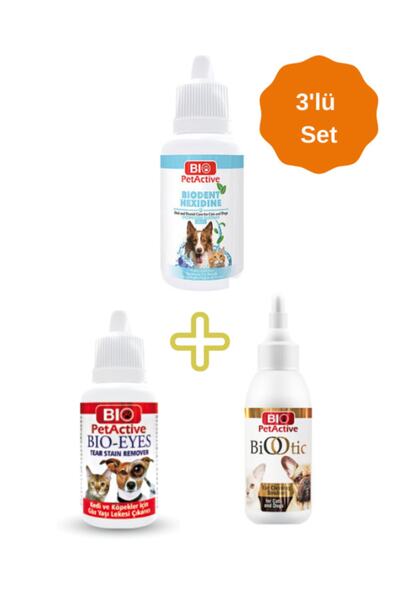 Bio PetActive Bio Petacive Kedi&köpekler Için Bakım Seti (gözyaşı Leke Çıkarıcı+ağız Bakım Ürün+kulak Temizleyici)