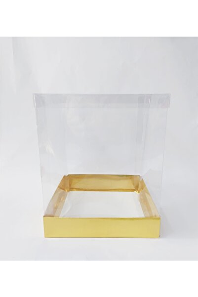 kadir kutu 25x25x30 Üst Asetat Kapaklı Alt Altın Kutu 1'li