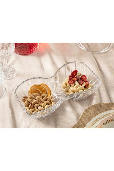 English Home Luly Glass 2 Compartment Snack Bowl 25 Cm Transparent