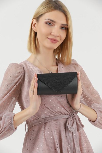 efnanstore Geantă neagră pentru rochie de seară cu sclipici