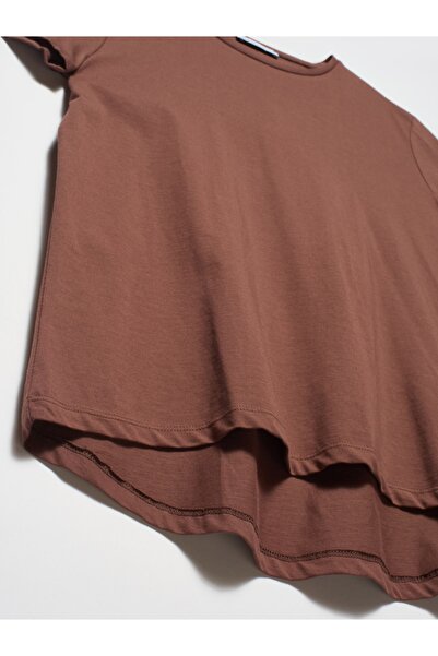 Dilvin 3471 Μοντέλο Crew Neck Καφέ Basic T-Shirt