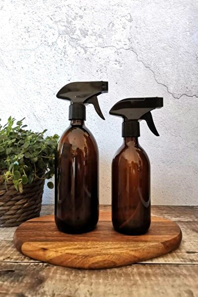 2-Piece Amber Glass Bottle with Decorative Trigger (250 + 300 ML)