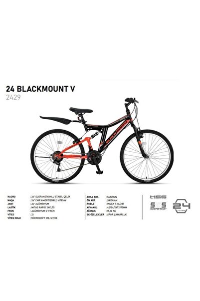 Ümit Bisiklet Ümit 2429 Blackmount V 21 Vites 24" J Dağ Bisikleti Turuncu-siyah - Suspansiyonlu