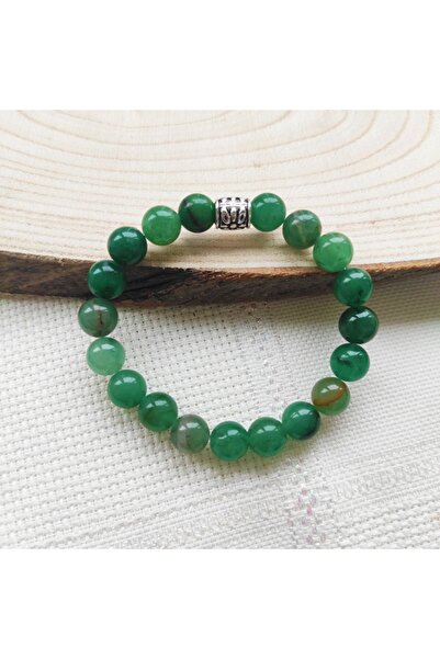 ByKolyeucum سوار من الحجر الطبيعي بحجر الأفينتورين الأخضر مقاس 10 مم