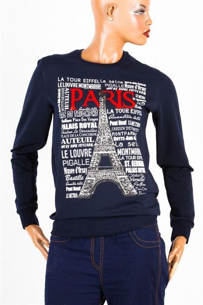 Dünyadan Hediyeler Paris Unisex Βαμβακερό φούτερ Slim Fit Small