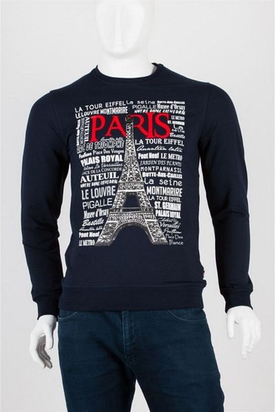 Dünyadan Hediyeler Paris Unisex Βαμβακερό φούτερ Slim Fit Small