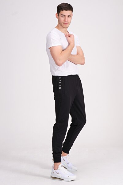 Mascarano Black Men's Sweatpants with Mesh Sides