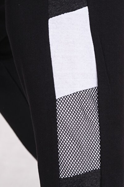 Mascarano Black Men's Sweatpants with Side Pieces and Fabric