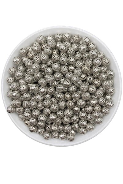 Hedef Bijuteri 50 قطعة 8 مللي متر مطلي بالنيكل/الفضة اللون معدن الحديد الدانتيل الكرة الخرز ، صنع المجوهرات